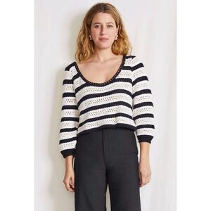 Apiece Apart SARI CROCHET Cropped Sweater Size 2X XXL Nautical‎